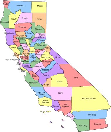 CA Counties Map With Names