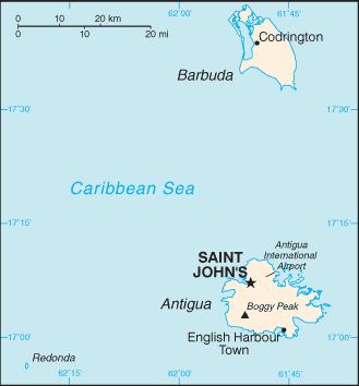 Mapa de Antigua y Barbuda